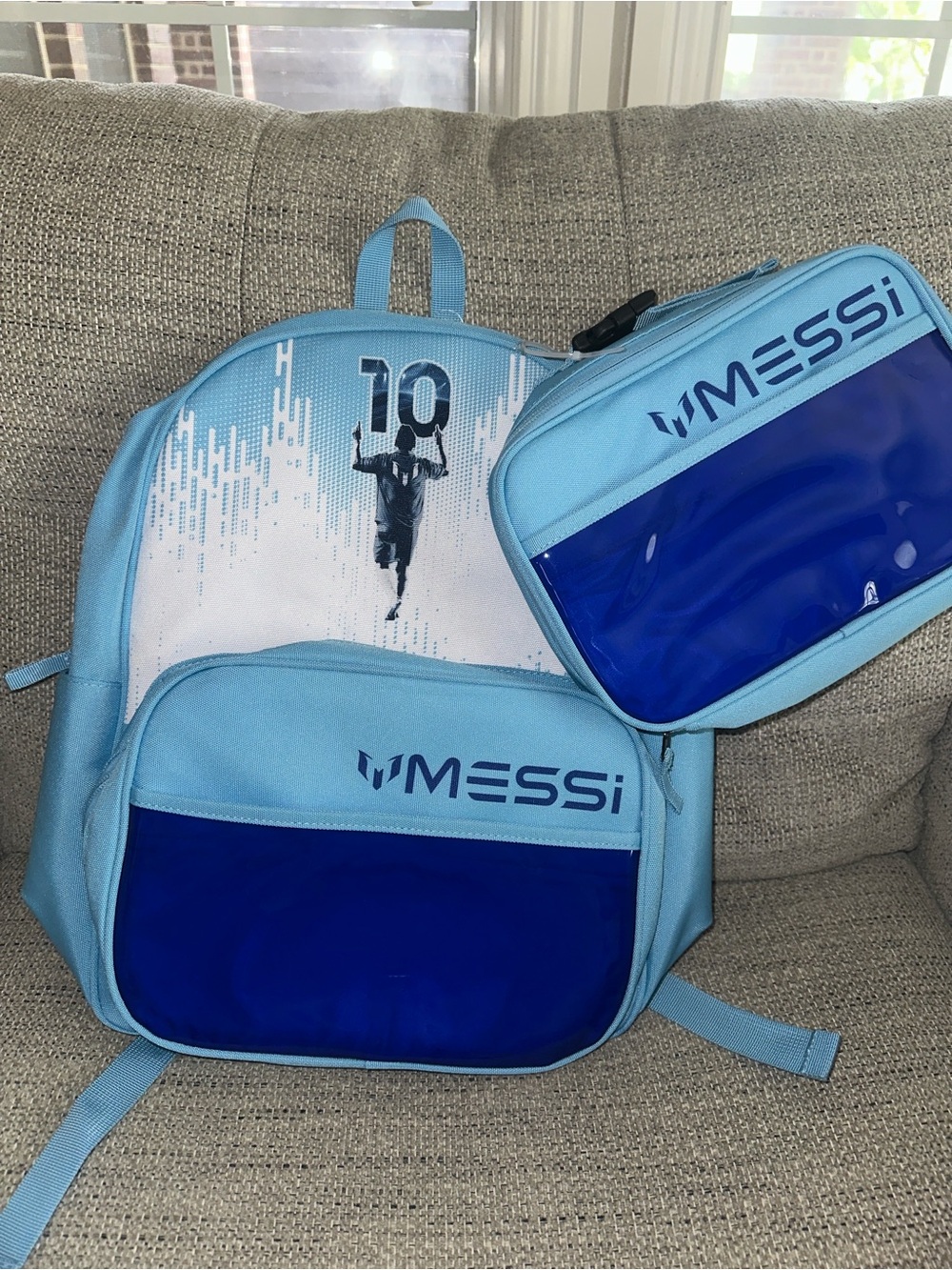 Light Blue and Royal Blue Men's Messi Backpack Set